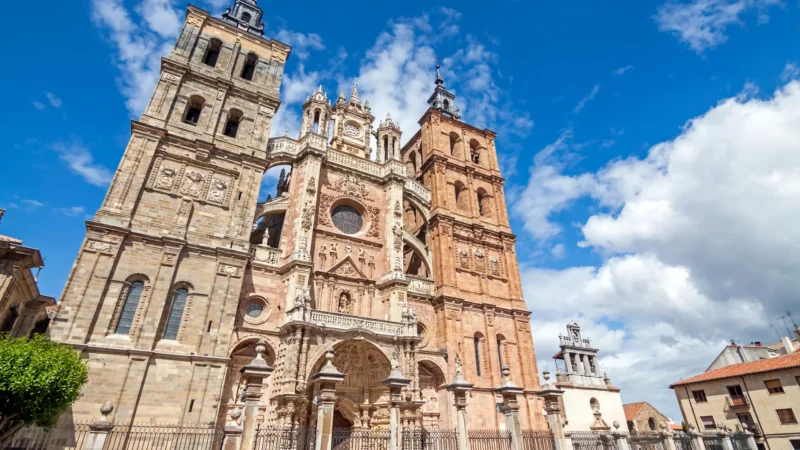 The Baroque west front of Astorga cathedral, León