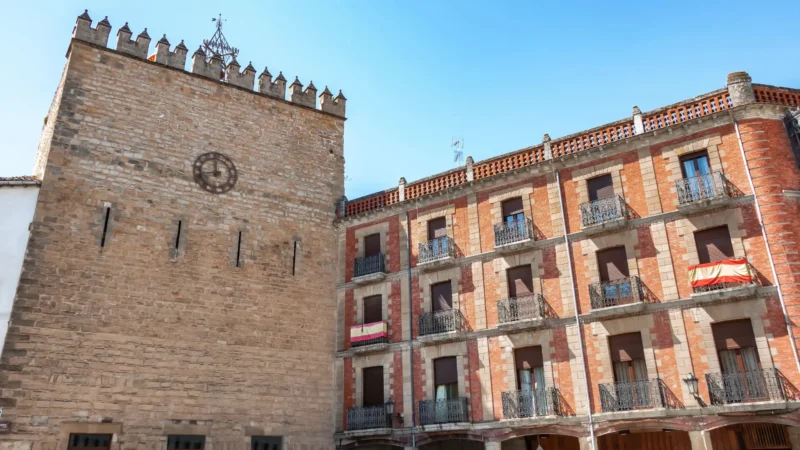 The Torre de los Aliatares, a 12th-century tower, on Plaza de España in Baeza, Jaén, Andalucía