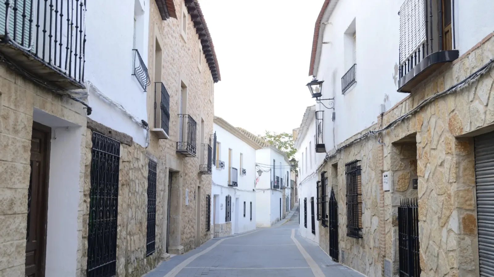 Uncrowded street in the town of Belmonte, Cuenca, Castilla-La Mancha, Spain