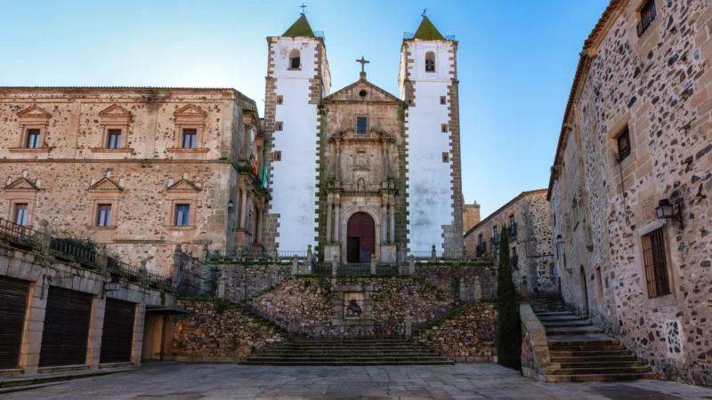 Plaza de Santa María and the Concatedral in Cáceres, Extremadura, Spain