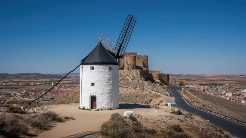 Windmills above Consuegra, Castilla-La Mancha, Spain