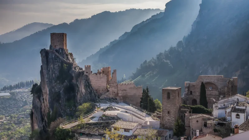 Castillo de La Iruela on its rock spire near Cazorla, Jaén, Andalucía