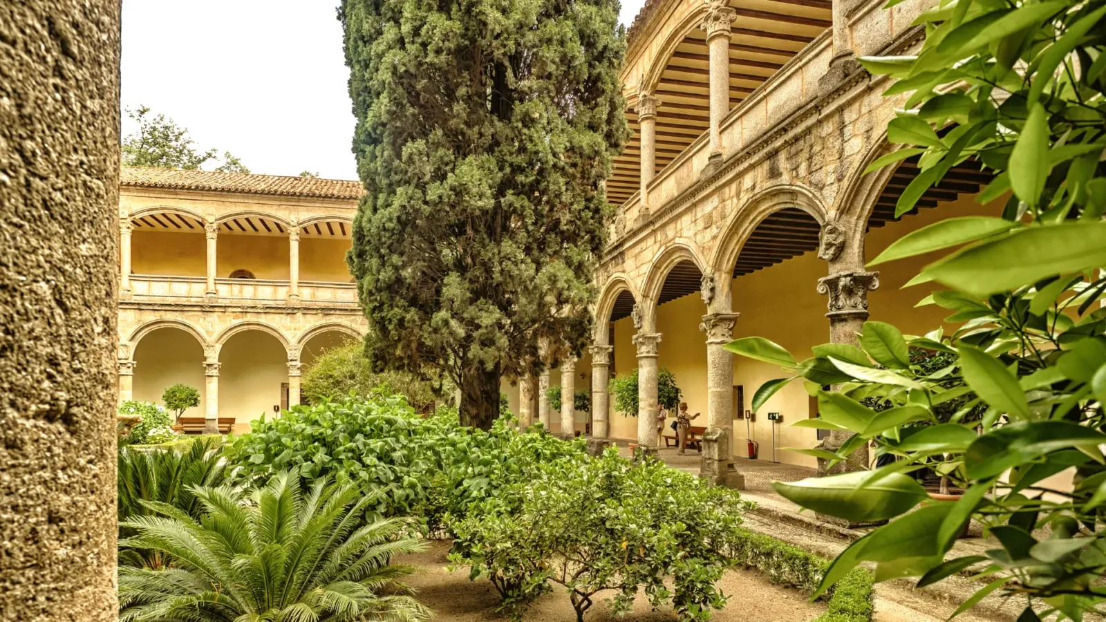 The Renaissance cloister and fountain of the Monastery of Yuste, Cuacos de Yuste, Extremadura, Spain