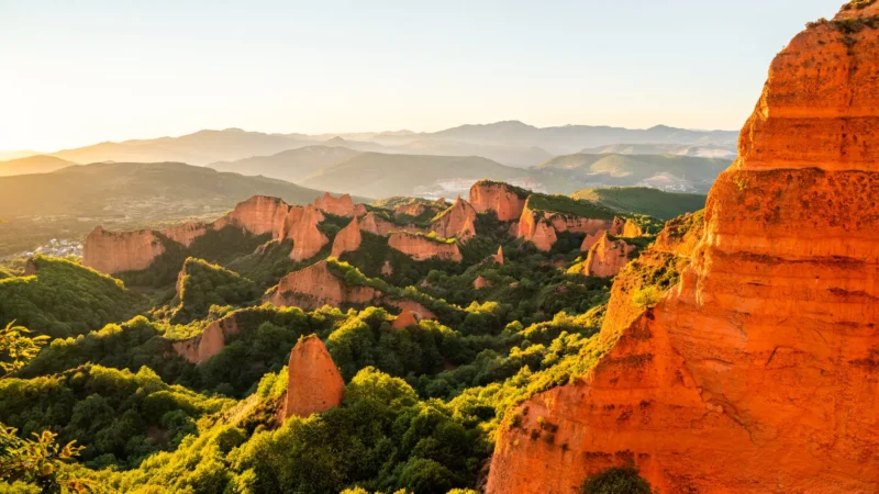 The red rock pinnacles of Las Médulas