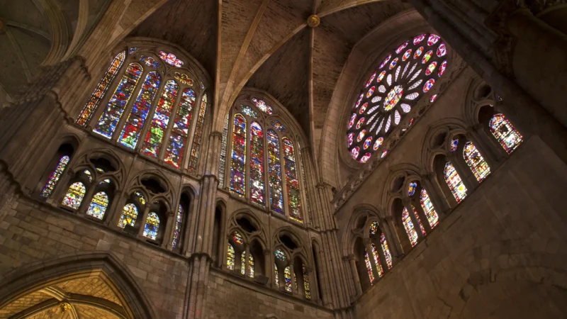 Stained-glass windows inside León cathedral