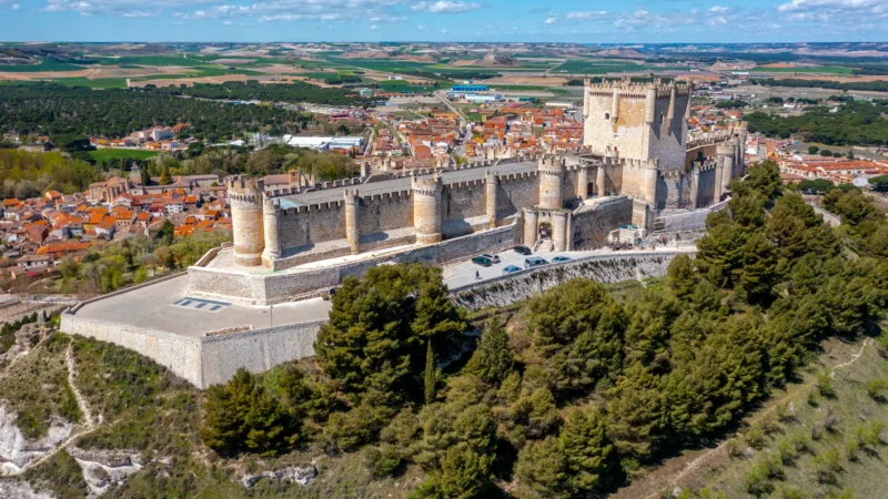 Peñafiel castle above the vineyards of the Ribera del Duero