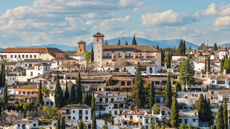The Albaicín quarter and Mirador de San Nicolás in Granada, Andalucía, Spain