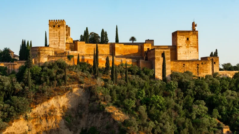 The Alhambra fortress and towers in Granada, Andalucía, Spain