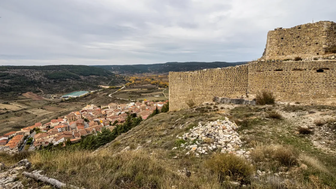 The ruined Castillo de Rochafrida above the village of Beteta, Castilla-La Mancha, Spain