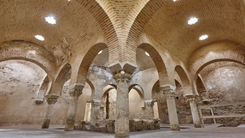 Vaulted halls of the Arab baths in Jaén, Andalucía, Spain