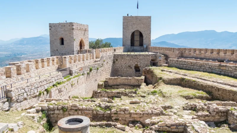 Towers and walls inside the Santa Catalina castle in Jaén, Andalucía, Spain