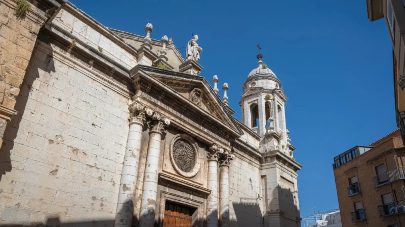 Neoclassical façade of the San Ildefonso basilica in Jaén, Andalucía, Spain
