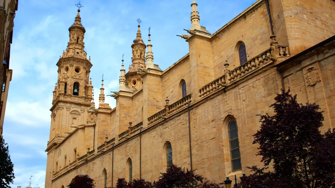 Baroque towers of the Concatedral de Santa María de la Redonda in Logroño, La Rioja, Spain
