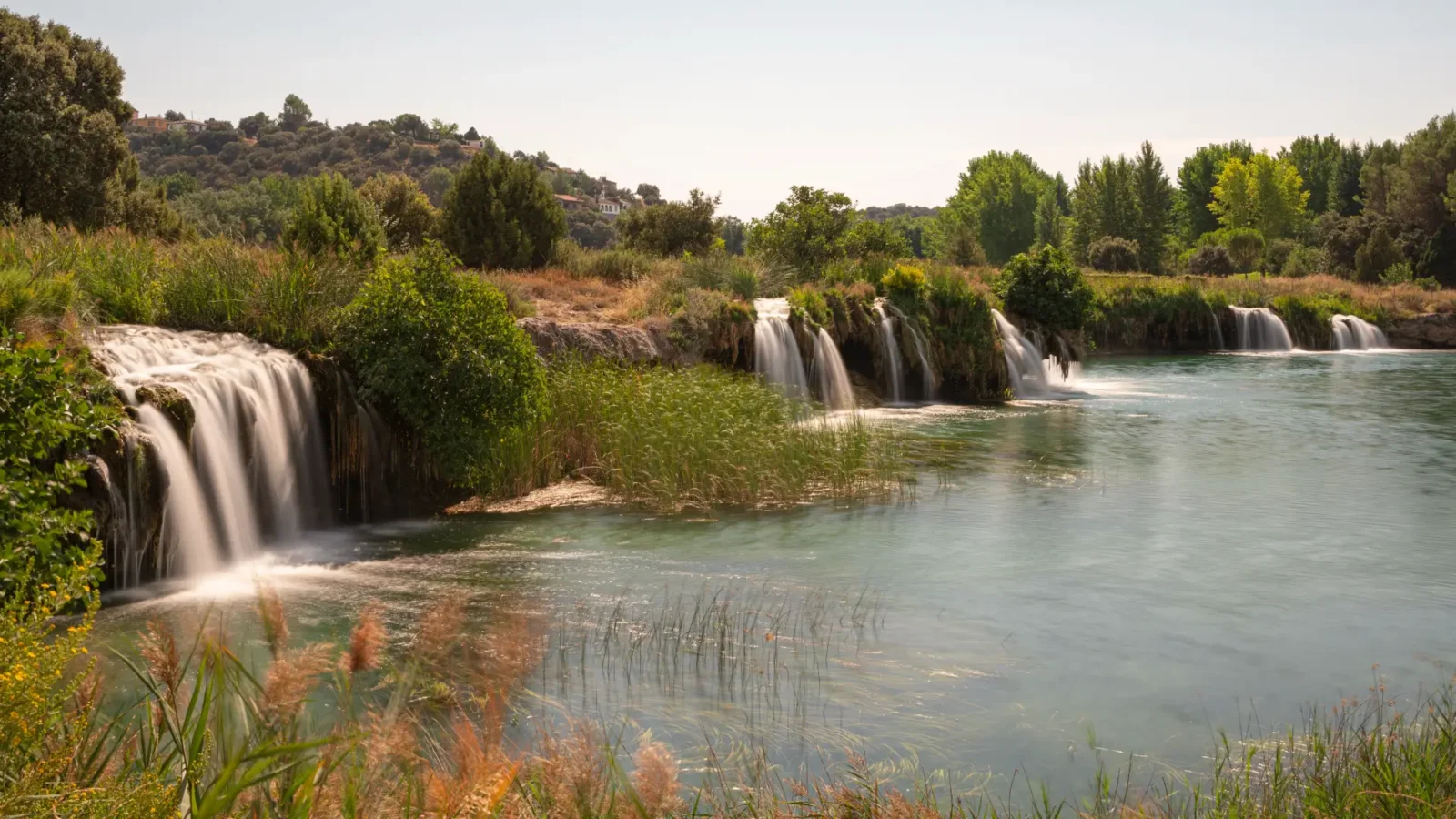 Waterfalls between the lagoons at the Lagunas de Ruidera, Castilla-La Mancha, Spain