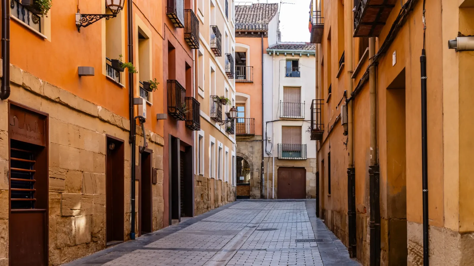 Quiet old-town street in Logroño, La Rioja, Spain