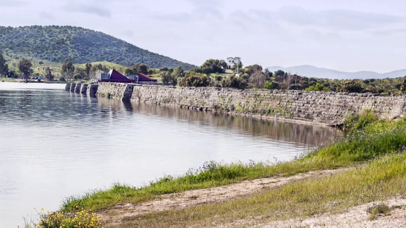 Roman dam at Proserpina Reservoir, Mérida, Extremadura, Spain