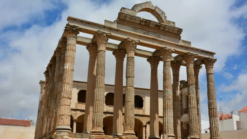 The Temple of Diana columns in Mérida, Extremadura
