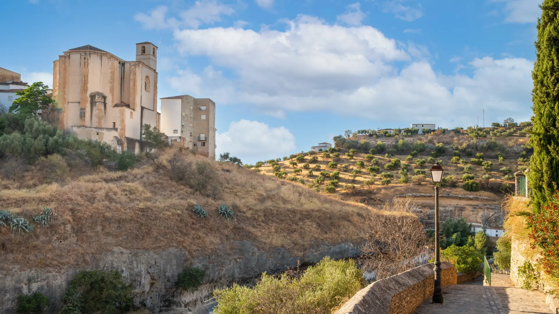 Iglesia de Nuestra Señora de la Encarnación above the gorge in Setenil de las Bodegas, Andalucía, Spain