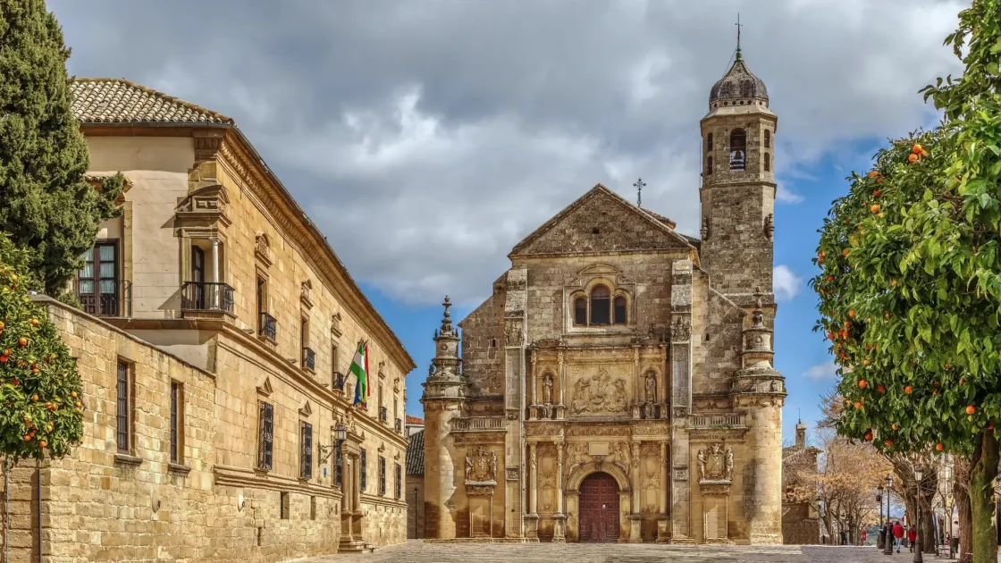 The carved golden façade of the Sacra Capilla del Salvador in Úbeda, Jaén, Andalucía, Spain