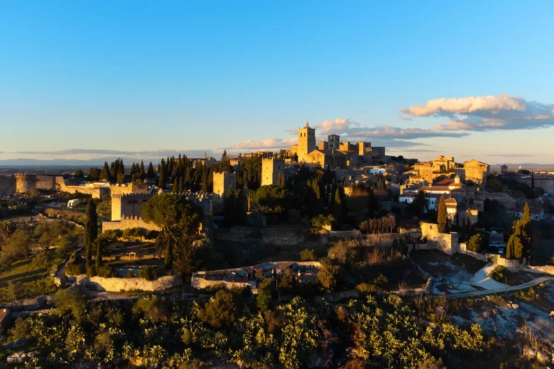 Trujillo old town and castle at sunset, Extremadura, Spain