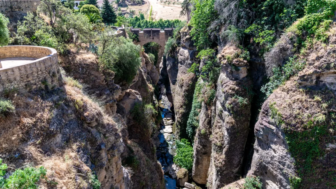 The El Tajo gorge below the town of Ronda, Andalucía, Spain